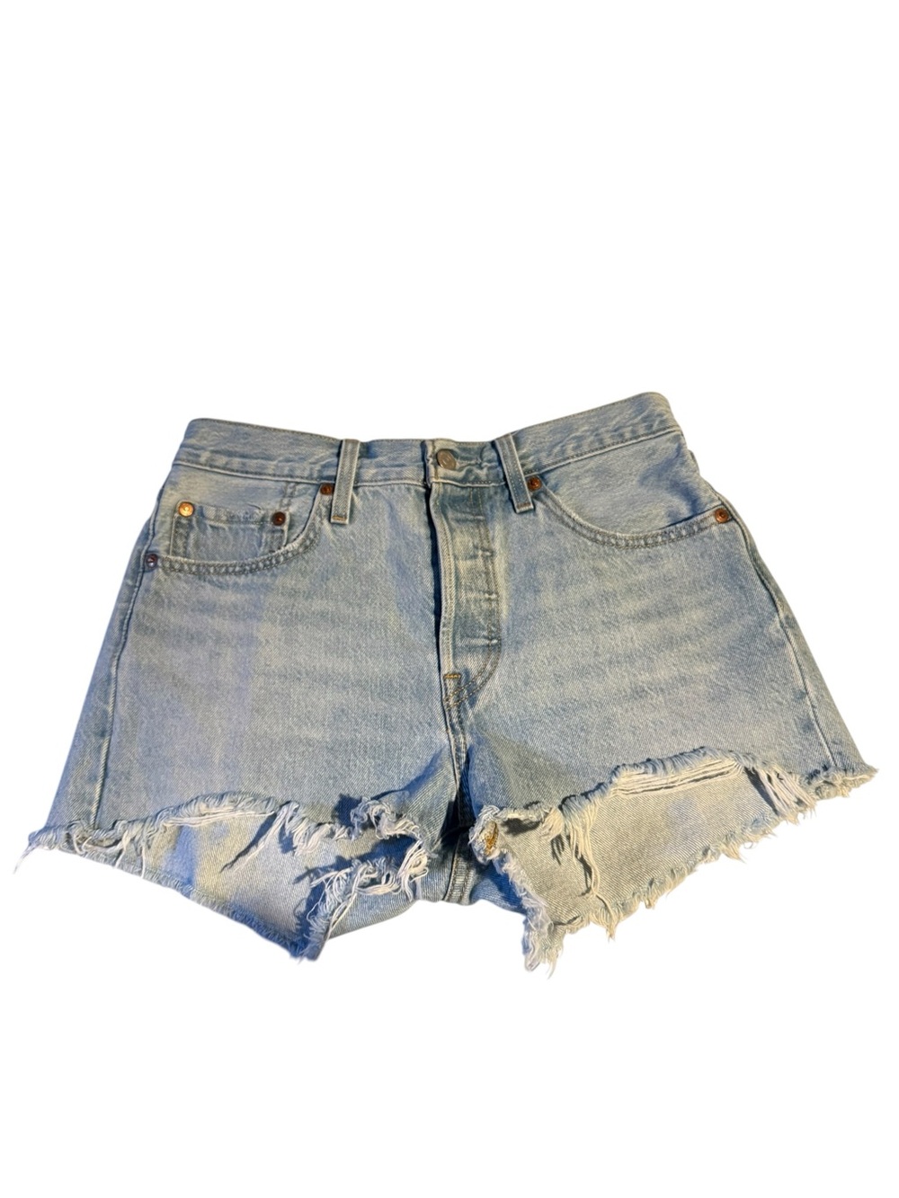 VTG Levi’s Premium Quality Clothing 501 Light Wash Mini Shorts Size 27 - Picture 3 of 10